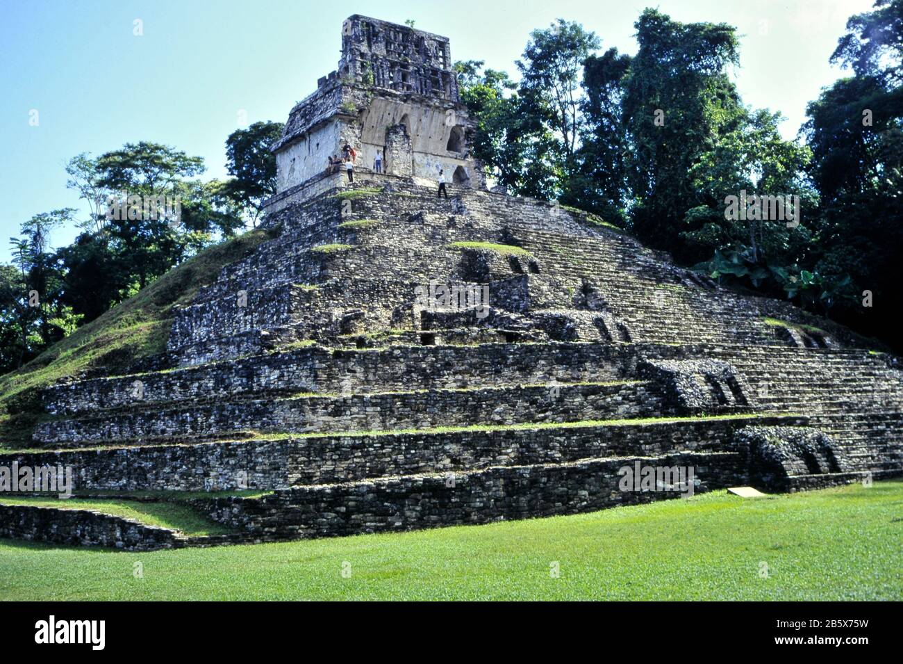 old stone pyramid ruins in Guatemala, South America in the jungle Stock Photo