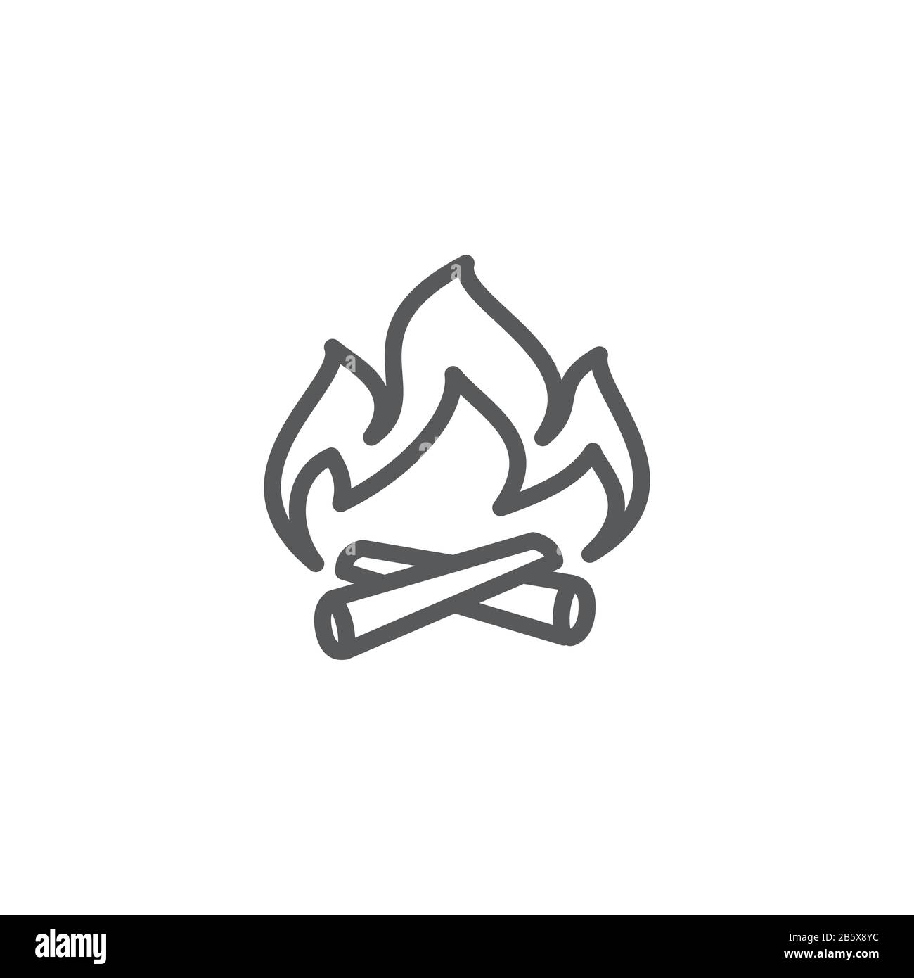 Campfire line icon on white background Stock Vector