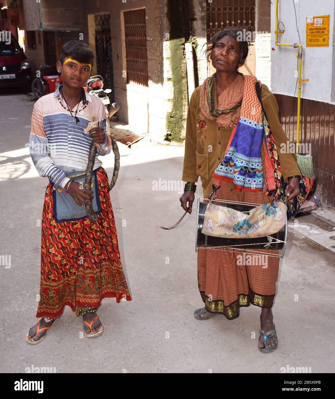 Traditional Indian Nut or Nat also called as Banjara or Banjare showing street circus or acrobats Stock Photo