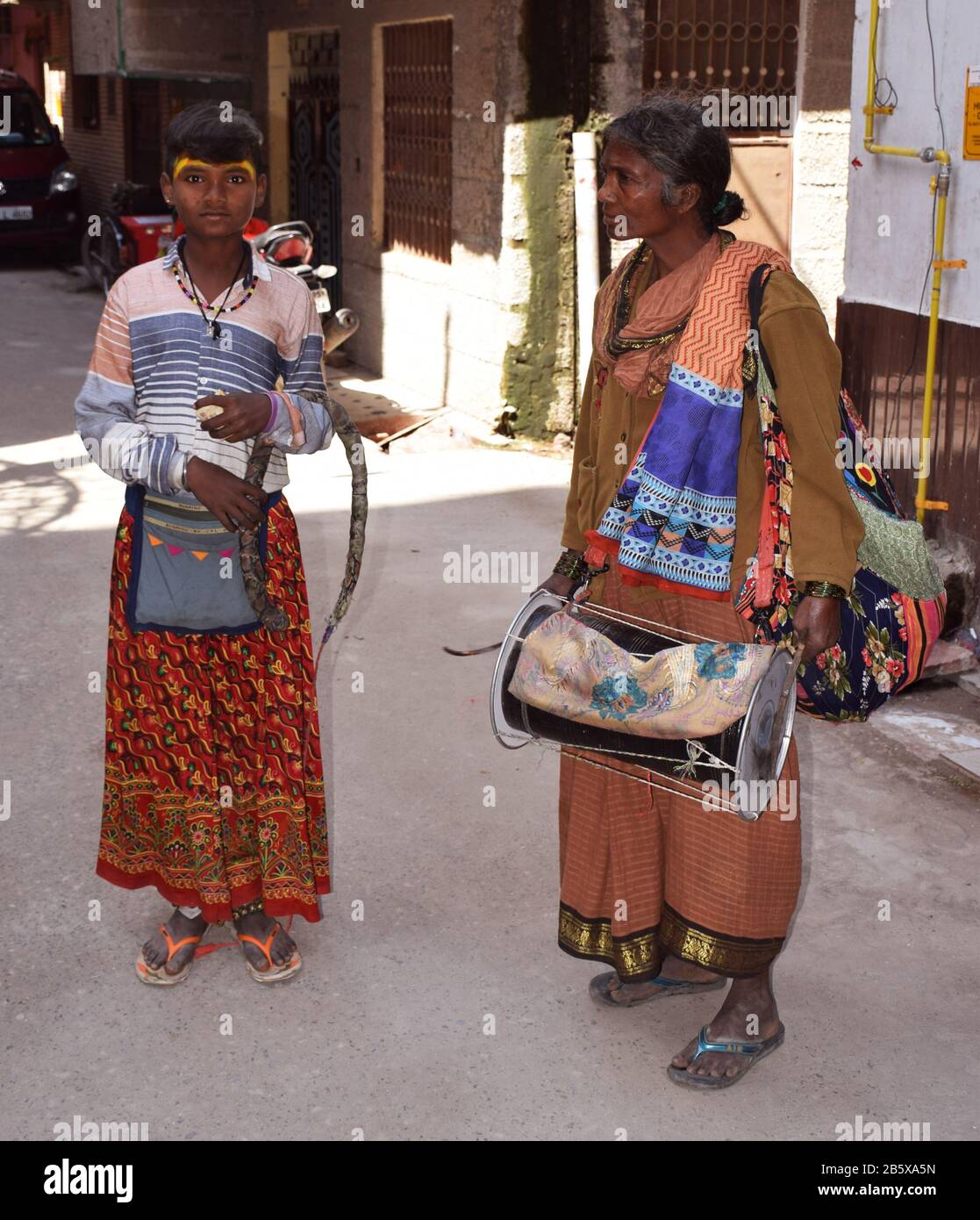 Traditional Indian Nut or Nat also called as Banjara or Banjare showing street circus or acrobats Stock Photo