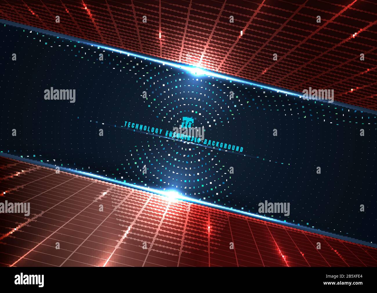 Abstract technology futuristic digital concept perspective red grid and