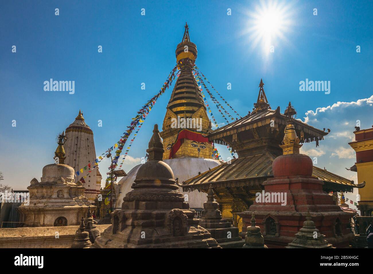 Swayambhunath, monkey temple in kathmandu, nepal Stock Photo