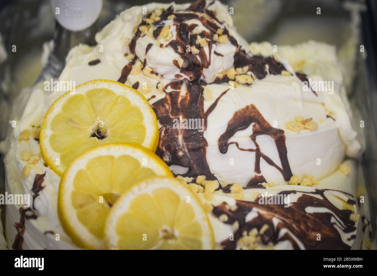 delicious italian ice cream with fresh fruits, nuts & topping Stock Photo Alamy