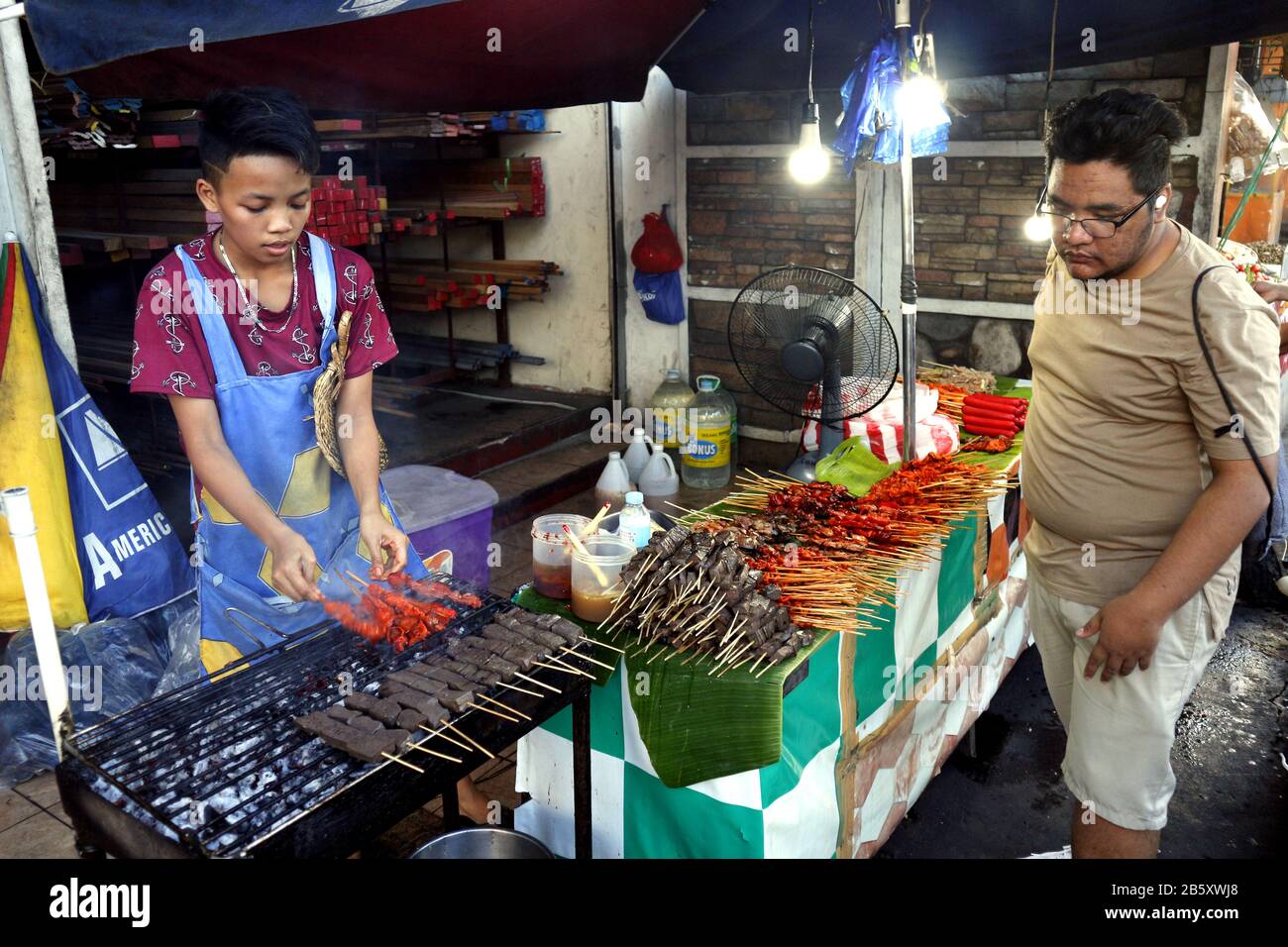 Antipolo, Rizal, Philippines - February 24, 2020: Street food vendor at