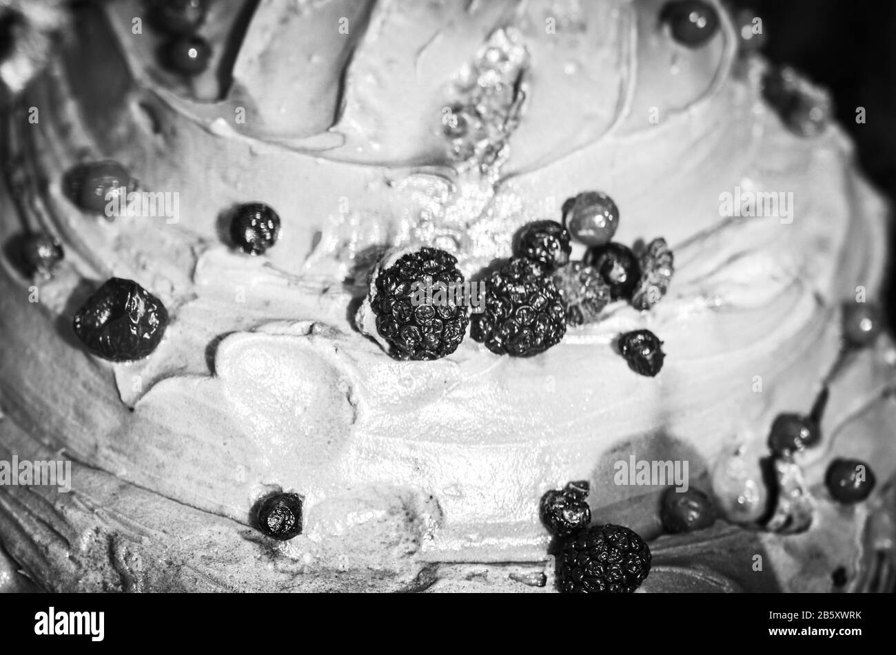 delicious italian ice cream with fresh fruits, nuts & topping Stock Photo