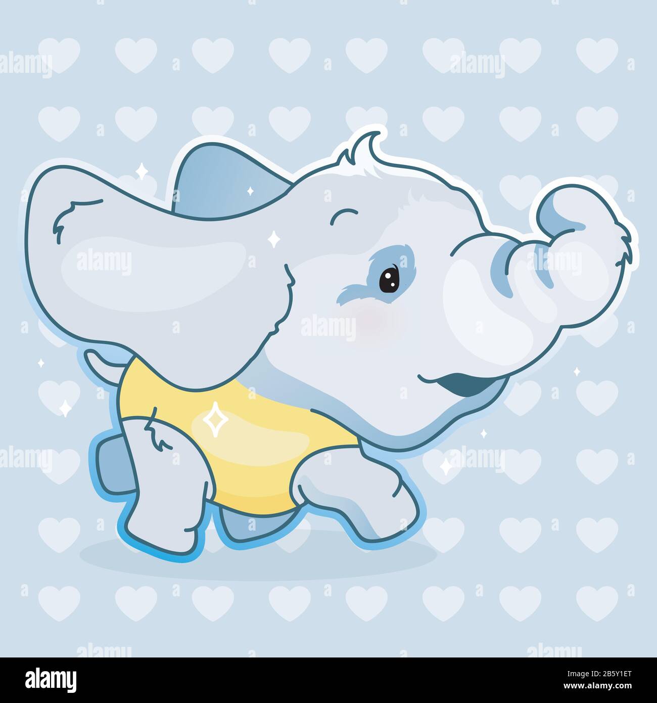 Cute elephants kawaii cartoon vector characters set. Adorable and funny  animal different poses and emotions isolated sticker, patch. Anime baby boy  Stock Vector Image & Art - Alamy