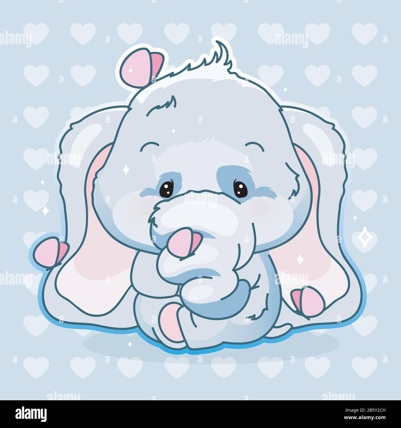 Cute elephant kawaii cartoon vector character. Adorable and funny animal  with butterflies isolated sticker, patch, kids print. Anime baby boy  elephant Stock Vector Image & Art - Alamy