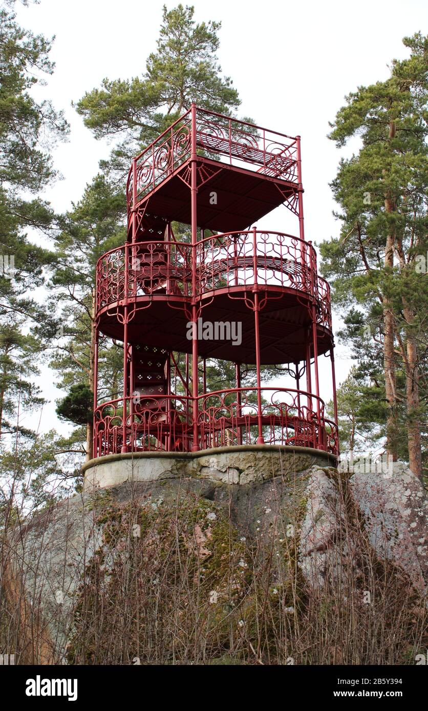 Kukkukivi scenery tower in Loviisa, Finland. 60.4457 26.2310 Stock Photo