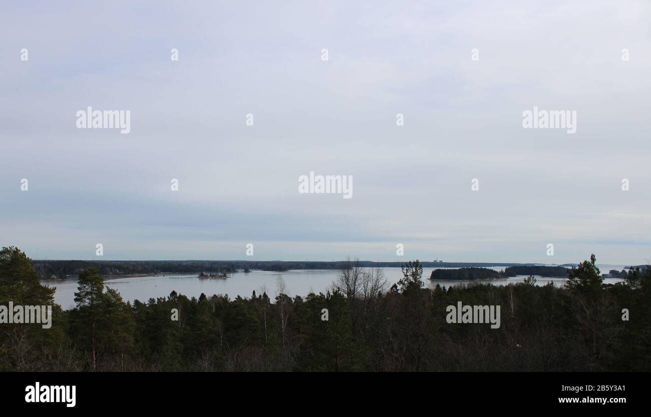 Loviisa bay from Kukkukivi scenery tower in Loviisa, Finland. 60.4457 26.2310 Stock Photo