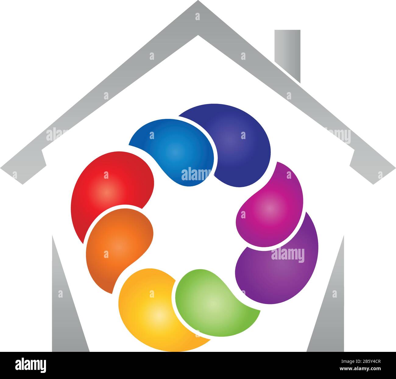 Painter, coloured, painter, house, logo Stock Vector