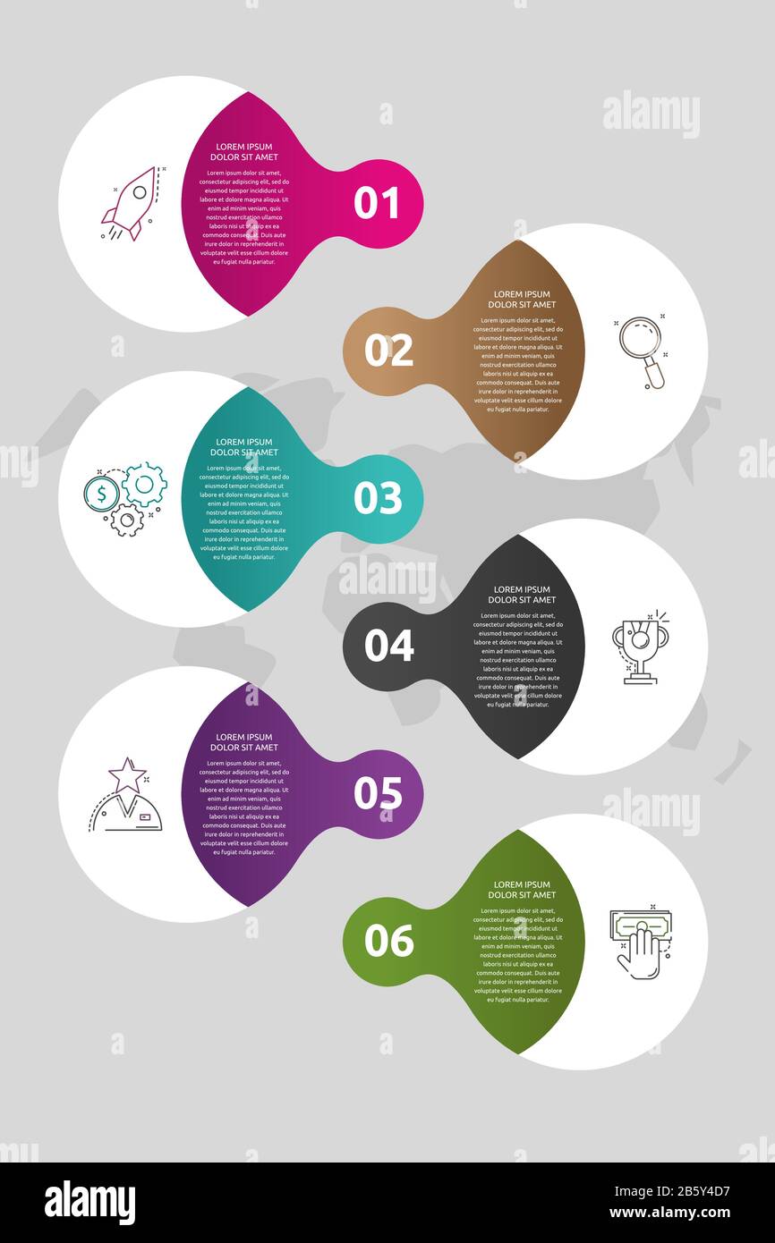Vector template circle infographics. Business concept with 6 options ...