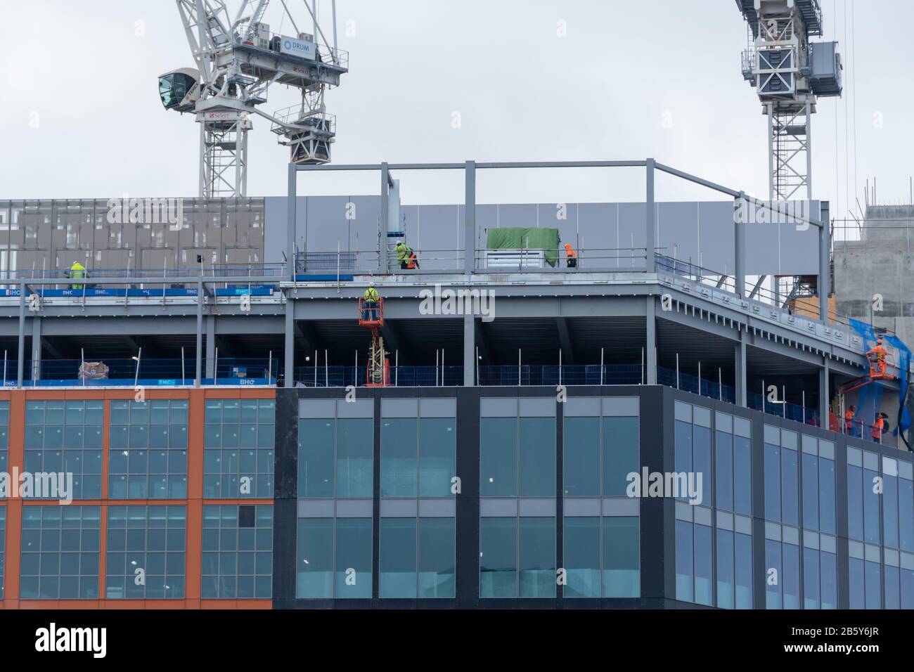 Construction Scene at Buchanan Wharf in Glasgow, Scotland Stock Photo