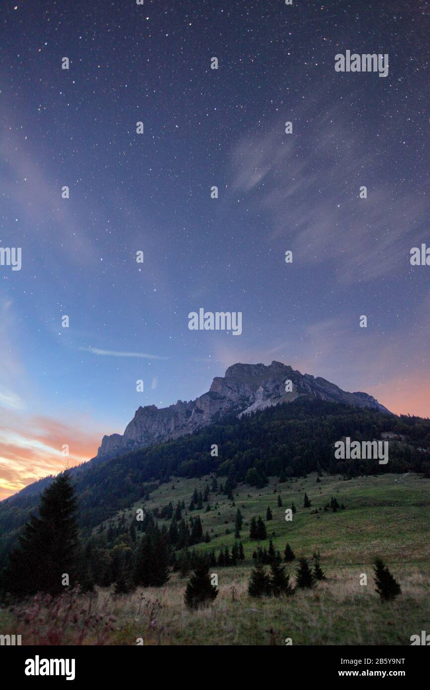 Night mountain with stars Stock Photo