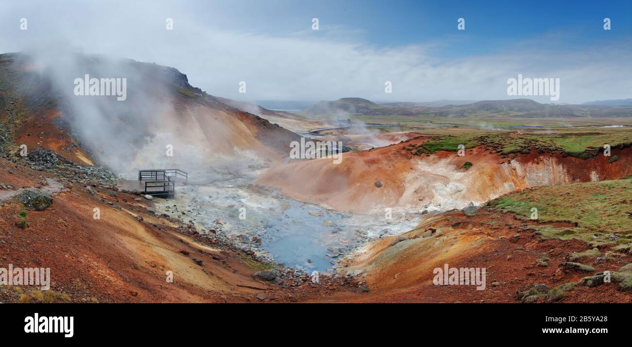 Geaothermal area Seltun near Krysuvik - Iceland Stock Photo