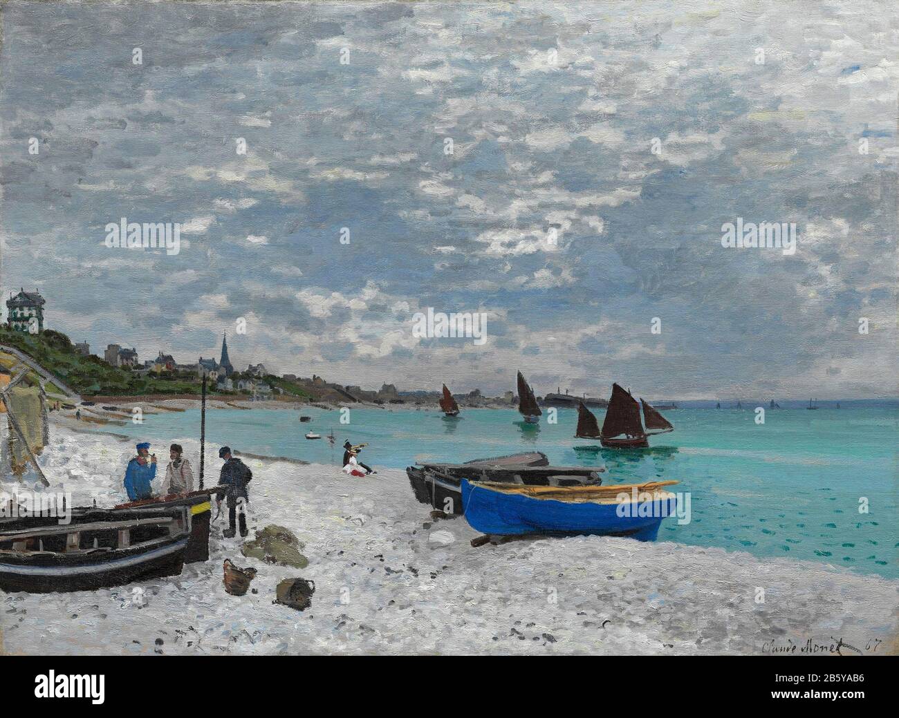 The beach at sainte adresse 1867 oil hi-res stock photography and
