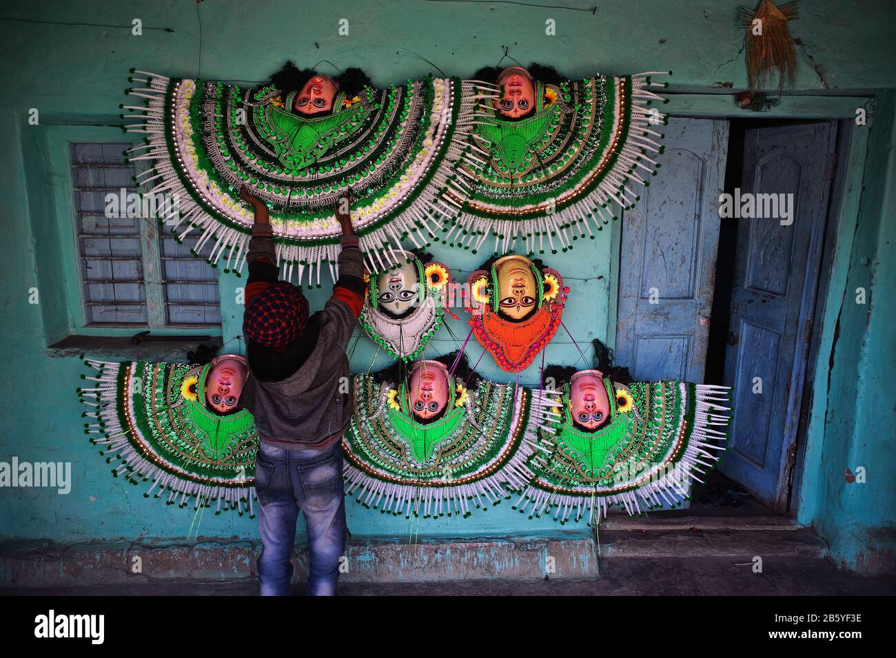 Purulia Chhau dance masks on sale ( India) Stock Photo