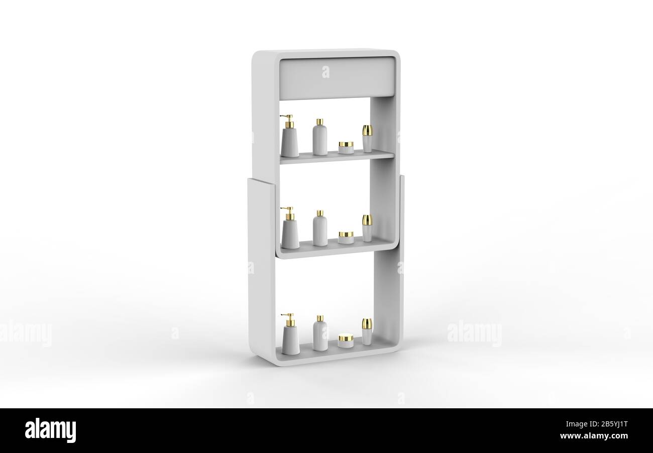 Display stand, retail display stand for product , display stands isolated on white background. 3d illustration Stock Photo