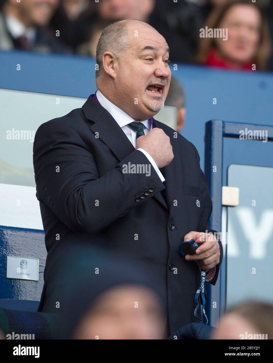 Guinness Six Nations Test: Scotland v France, BT Murrayfield Stadium, Edinburgh, Scotland, UK. 8th March, 2020. Scottish Rugby Union chief executive Mark Dodson in the Royal Box before the match.  Credit: Ian Rutherford/Alamy Live News. Stock Photo