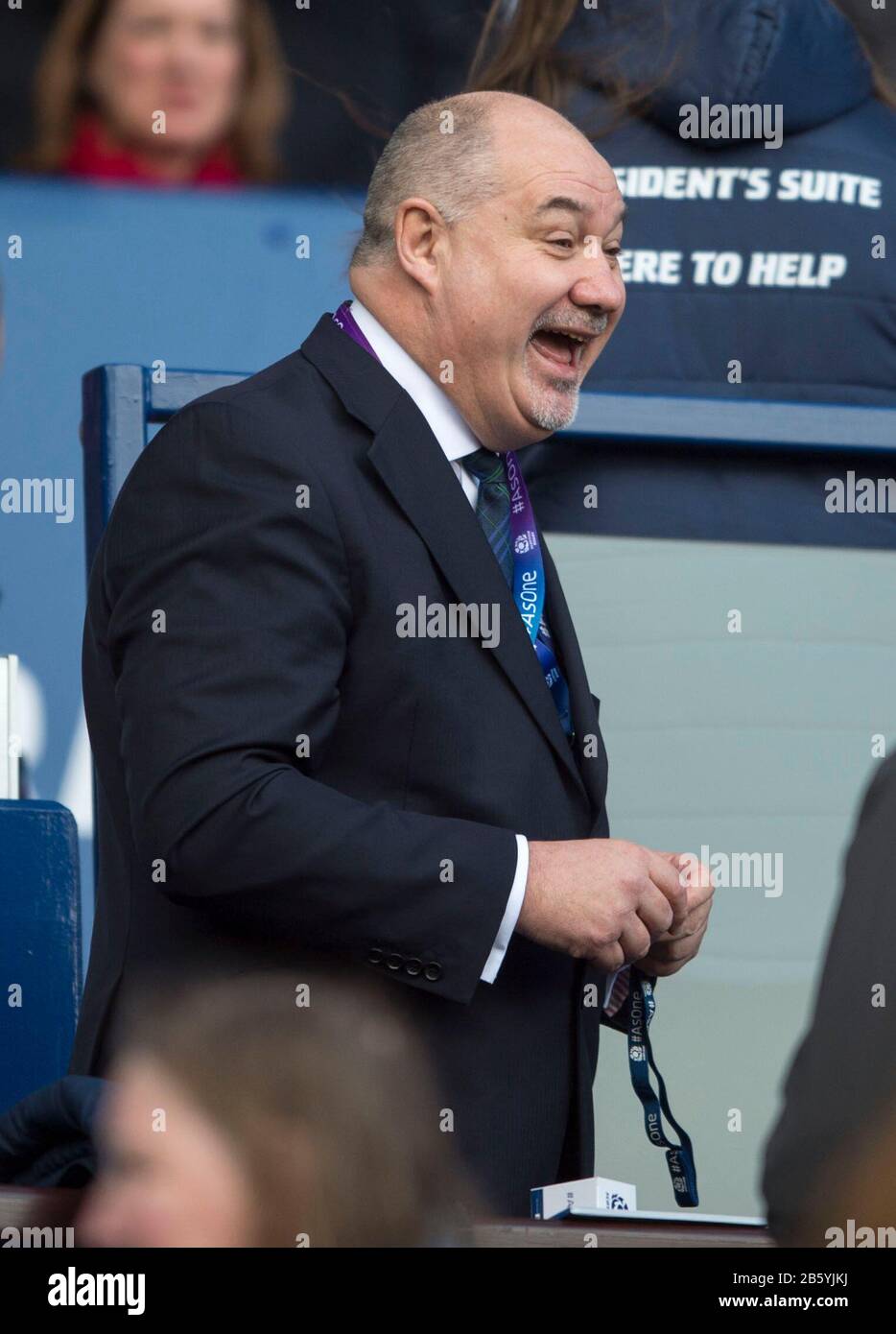 Guinness Six Nations Test: Scotland v France, BT Murrayfield Stadium, Edinburgh, Scotland, UK. 8th March, 2020. Scottish Rugby Union chief executive Mark Dodson in the Royal Box before the match.  Credit: Ian Rutherford/Alamy Live News. Stock Photo