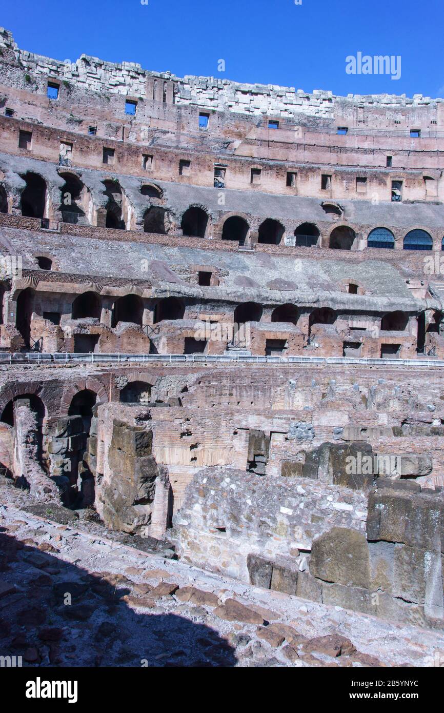 Italy.Rome.The Colosseum.Internal views of the remaining structures of ...