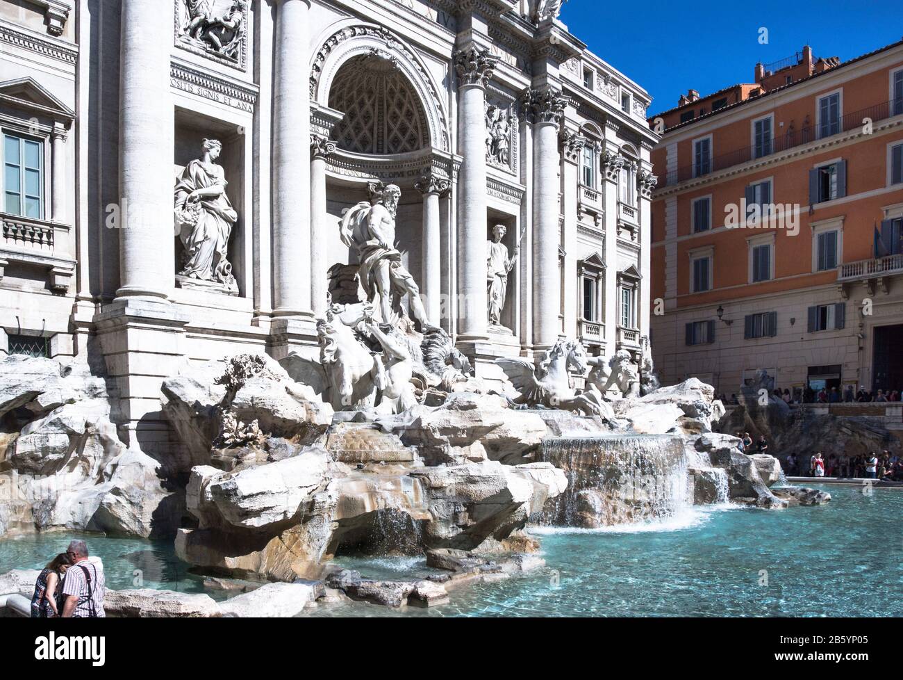 Italy.Rome.The Trevi Fountain (1762) by Nicola Salvi in high-Baroque style.The water comes from the ancient Aqua Virgo aqueduct. Stock Photo