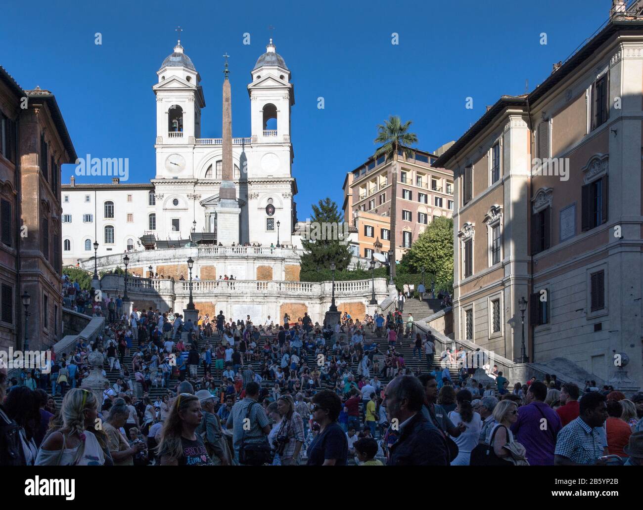 Italy.Rome.The church of Trinita dei Monti (16th-century) from the ...