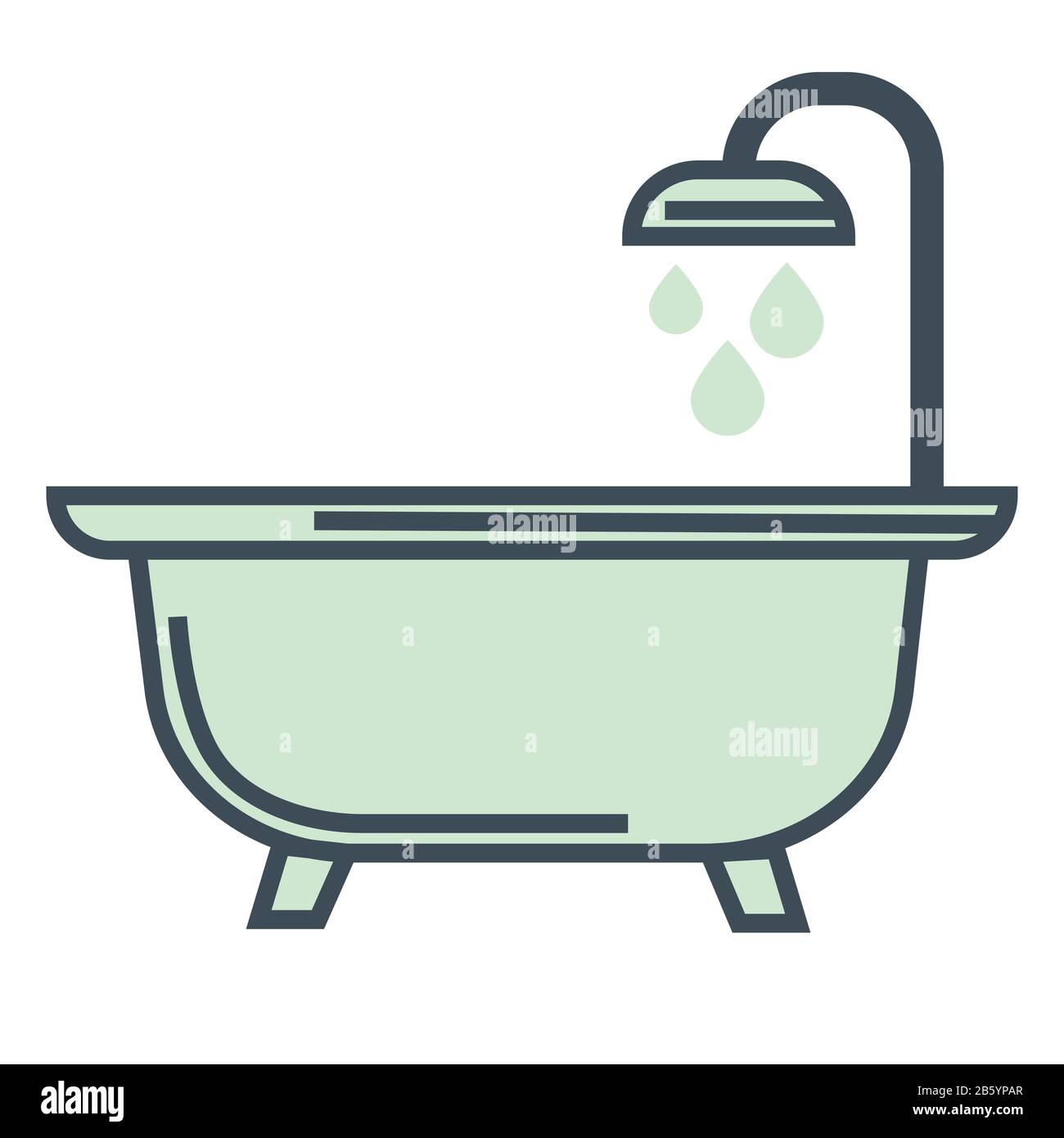 Bathtub and shower, hotel room bathroom isolated icon Stock Vector