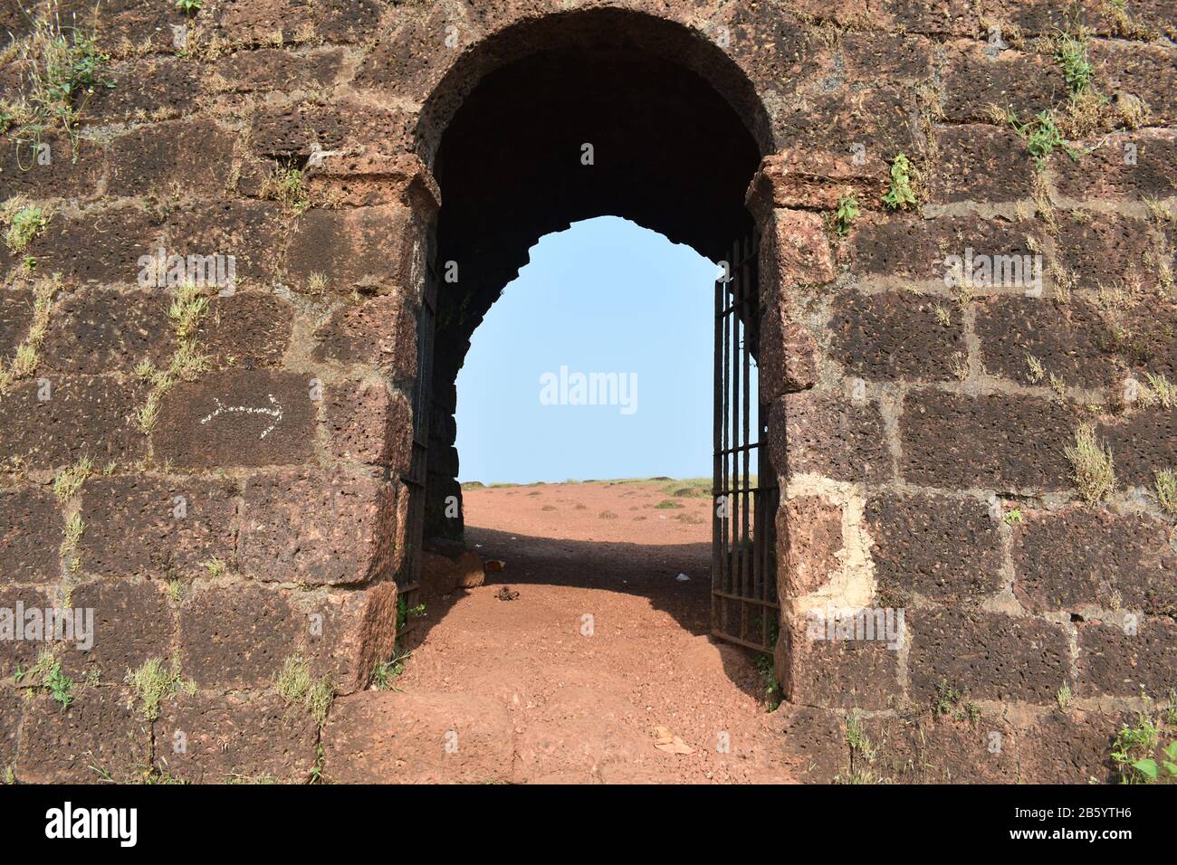 a gate for the entry to the old fort in goa Stock Photo