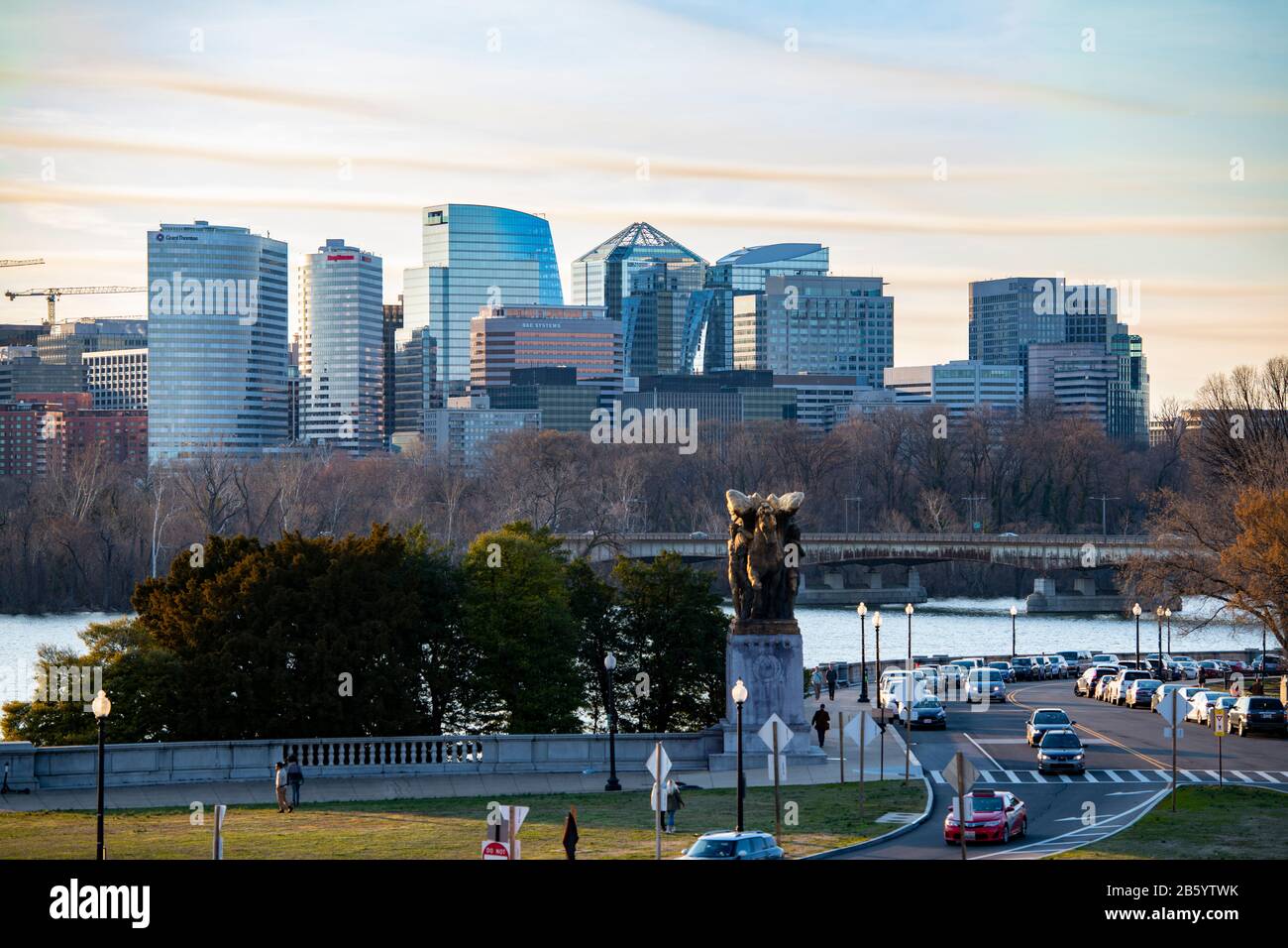 USA Virginia VA  Rosslyn skyline from Washington DC Potomac River Stock Photo