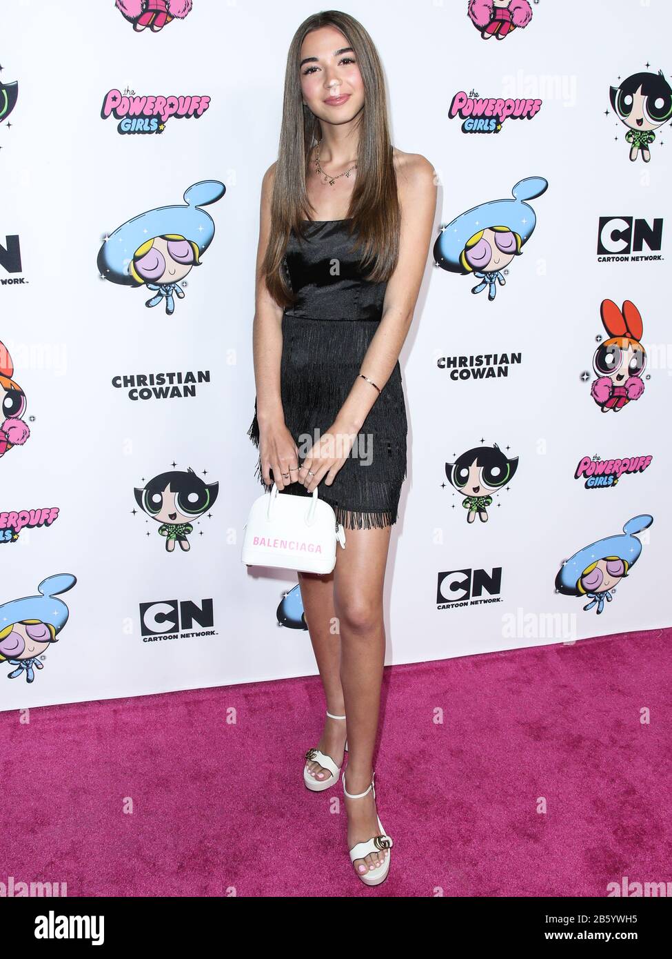 HOLLYWOOD, LOS ANGELES, CALIFORNIA, USA - MARCH 08: Evie Theodorou arrives at the 2020 Christian Cowan x Powerpuff Girls Runway Show Season II held at NeueHouse Los Angeles on March 8, 2020 in Hollywood, Los Angeles, California, United States. (Photo by Xavier Collin/Image Press Agency) Stock Photo