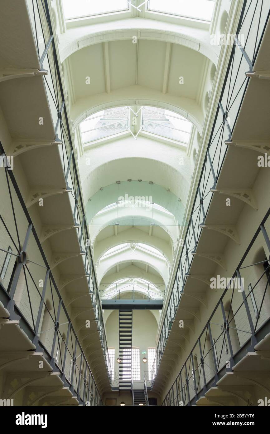 Inside Ruthin Jail a pentonville style prison built in 1795 and closed in 1916 is now a tourist attraction and houses the county archives Stock Photo