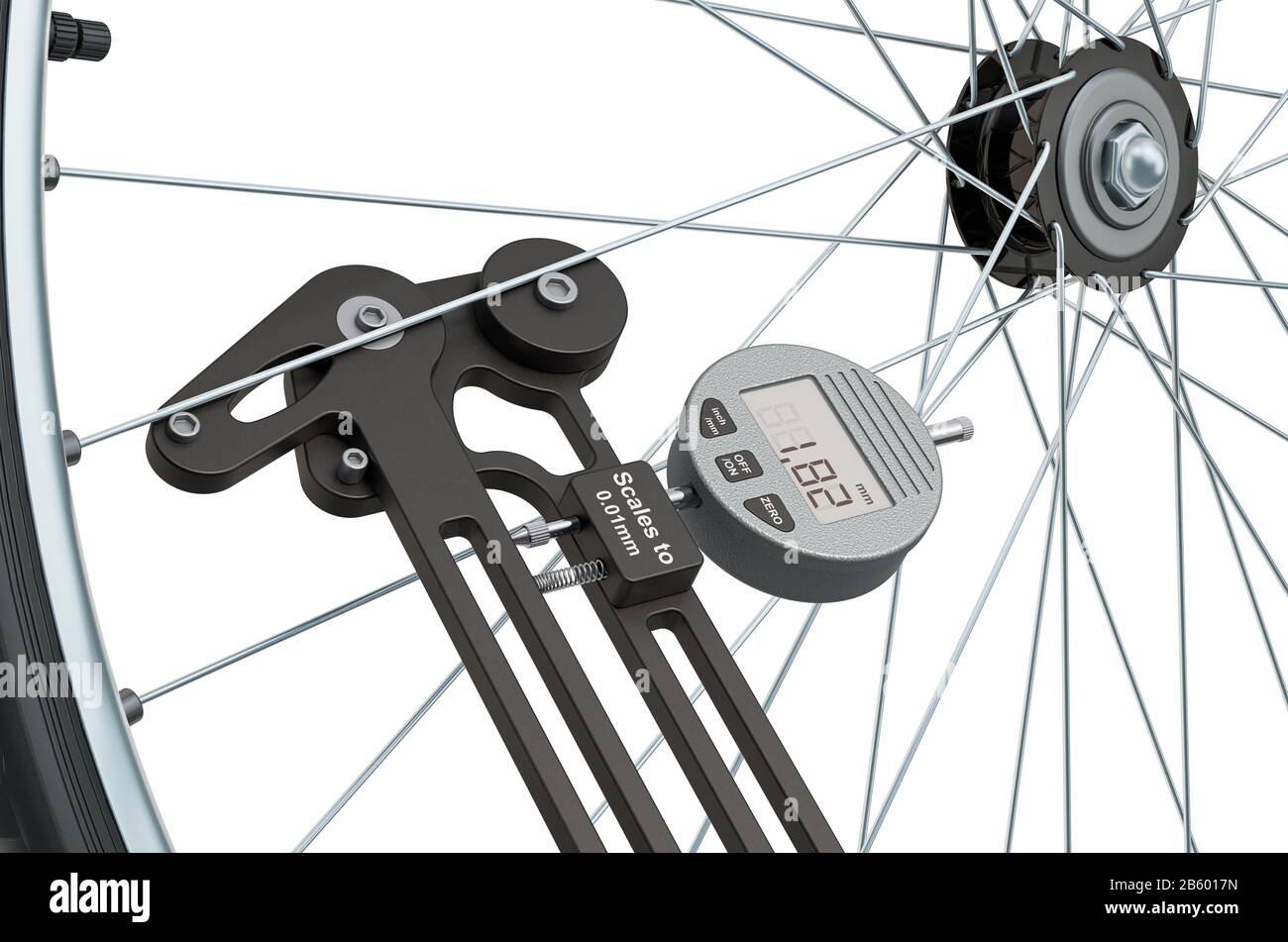 Tension Meter with bicycle spokes, 3D rendering isolated on white