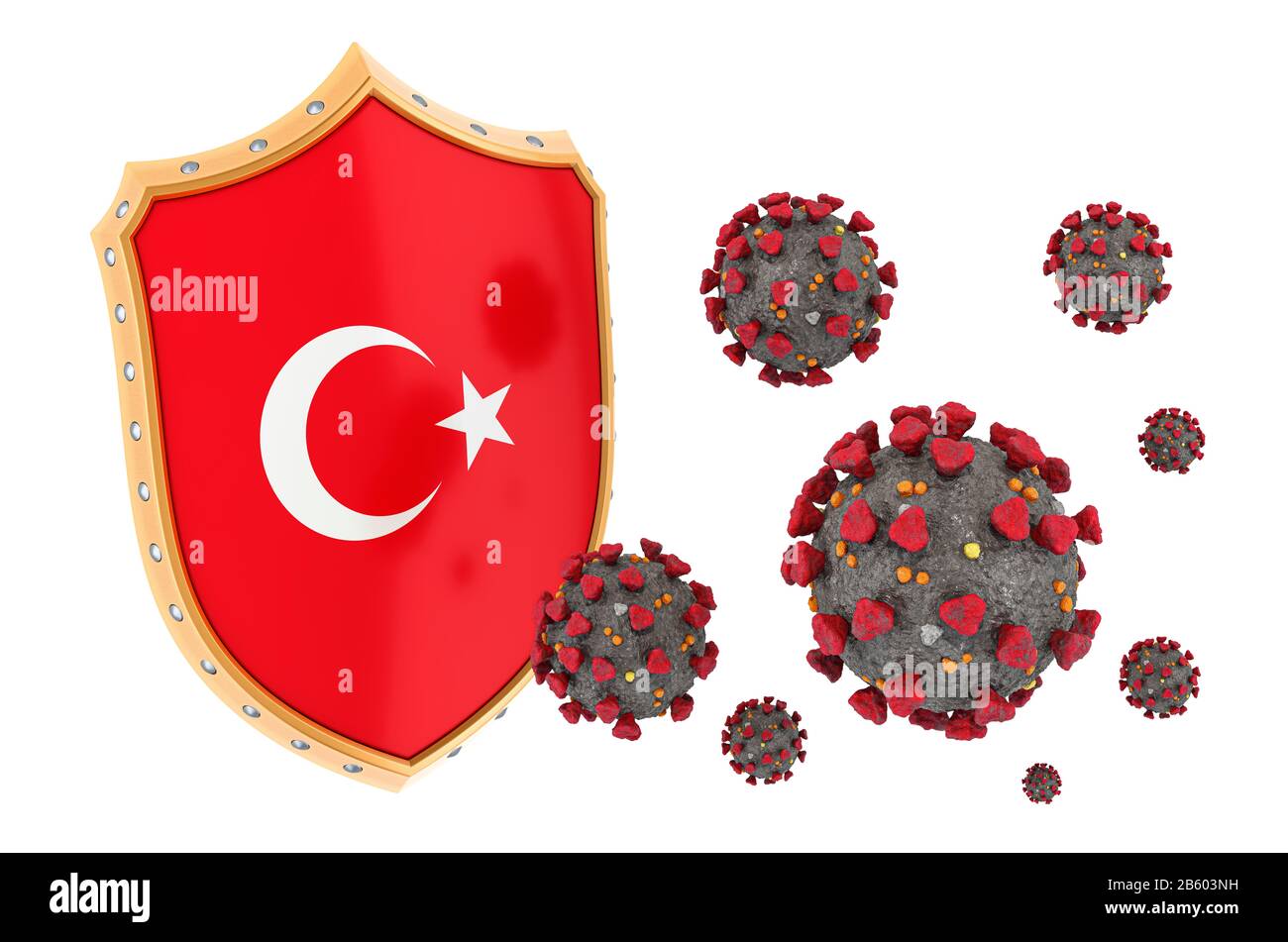 Protection Turka Protection of Turkey from coronavirus. 3D rendering isolated on white ...