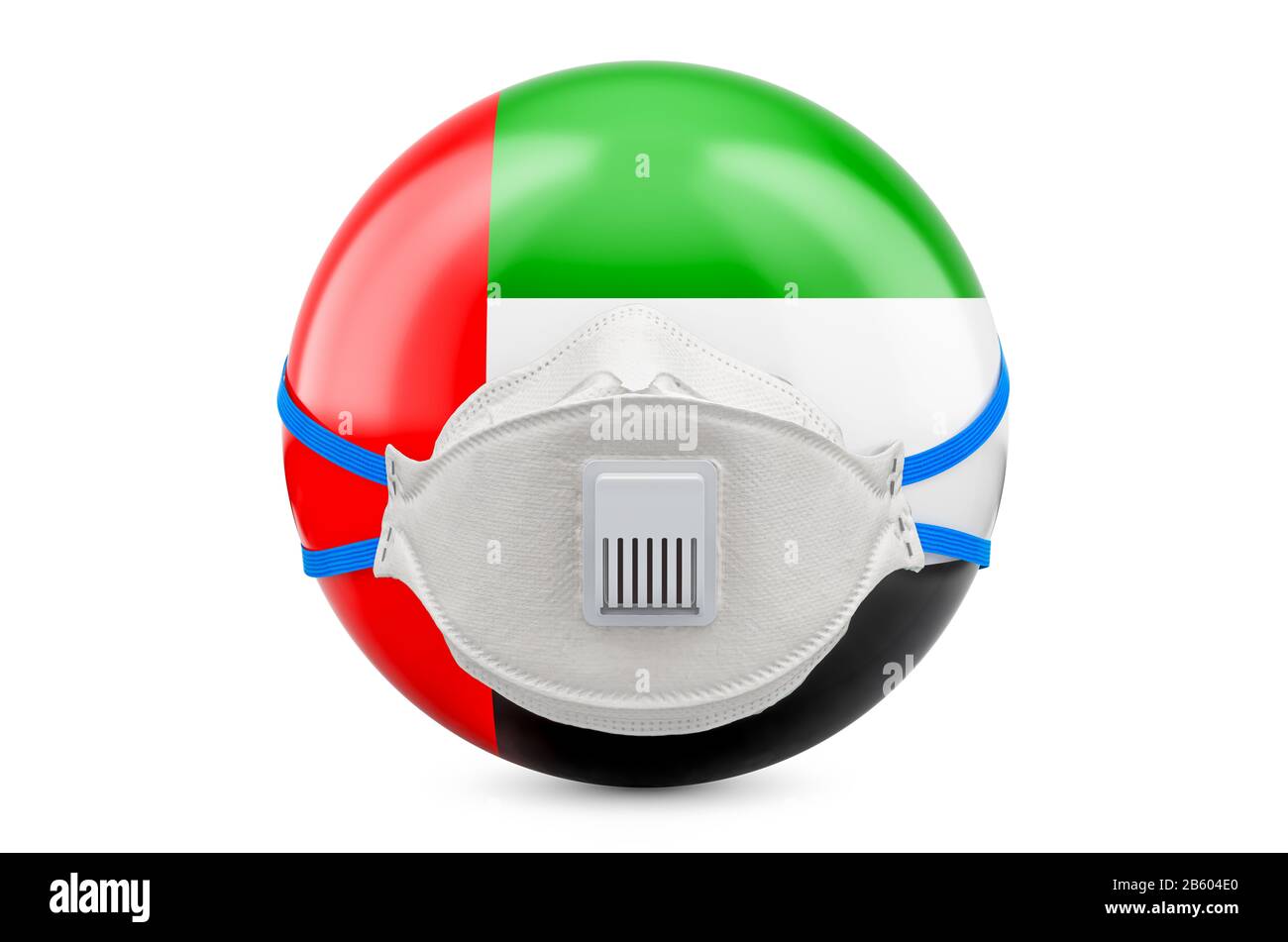 The United Arab Emirates with filtering half face mask, respirator. 3D