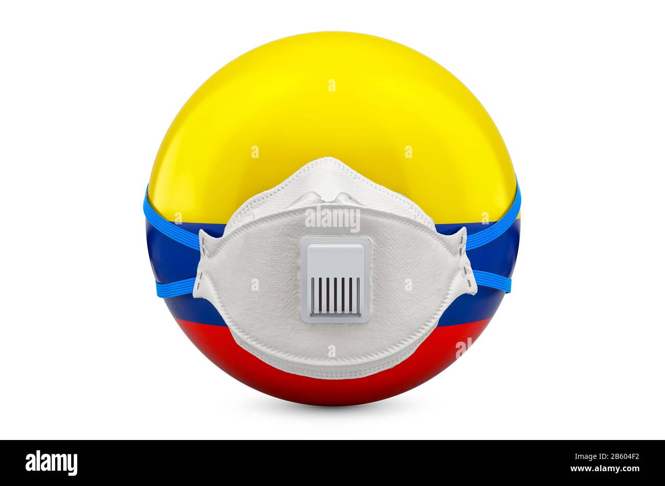 Columbia with filtering half face mask, respirator. 3D rendering ...