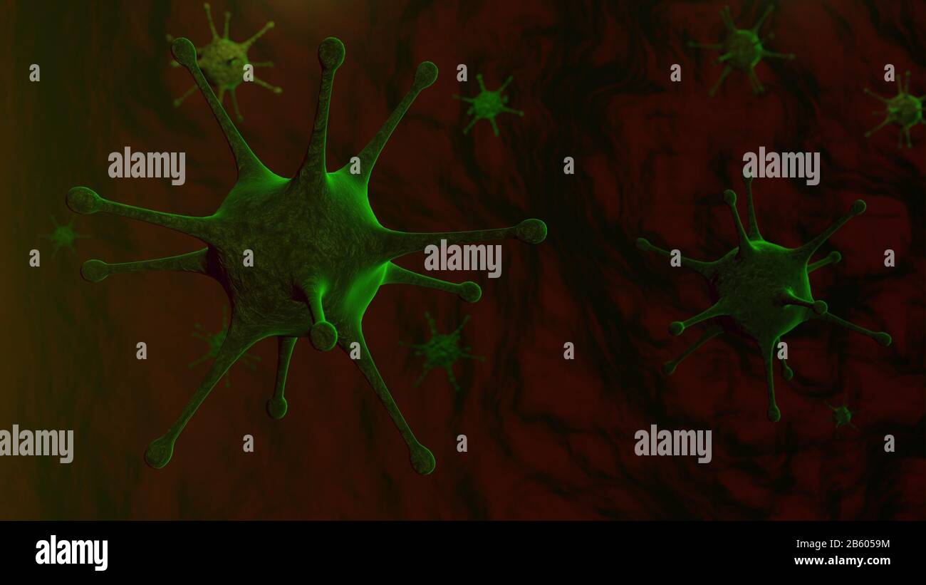 Influenza flu like Virus cells - close up images of flu cells Stock ...