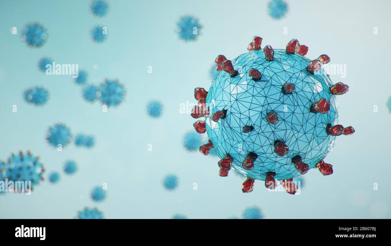 3D illustration, abstract pathogen as a type of flu - H1N1, hepatitis viruses, influenza virus, flu, aids. Virus abstract background. Virus infects Stock Photo