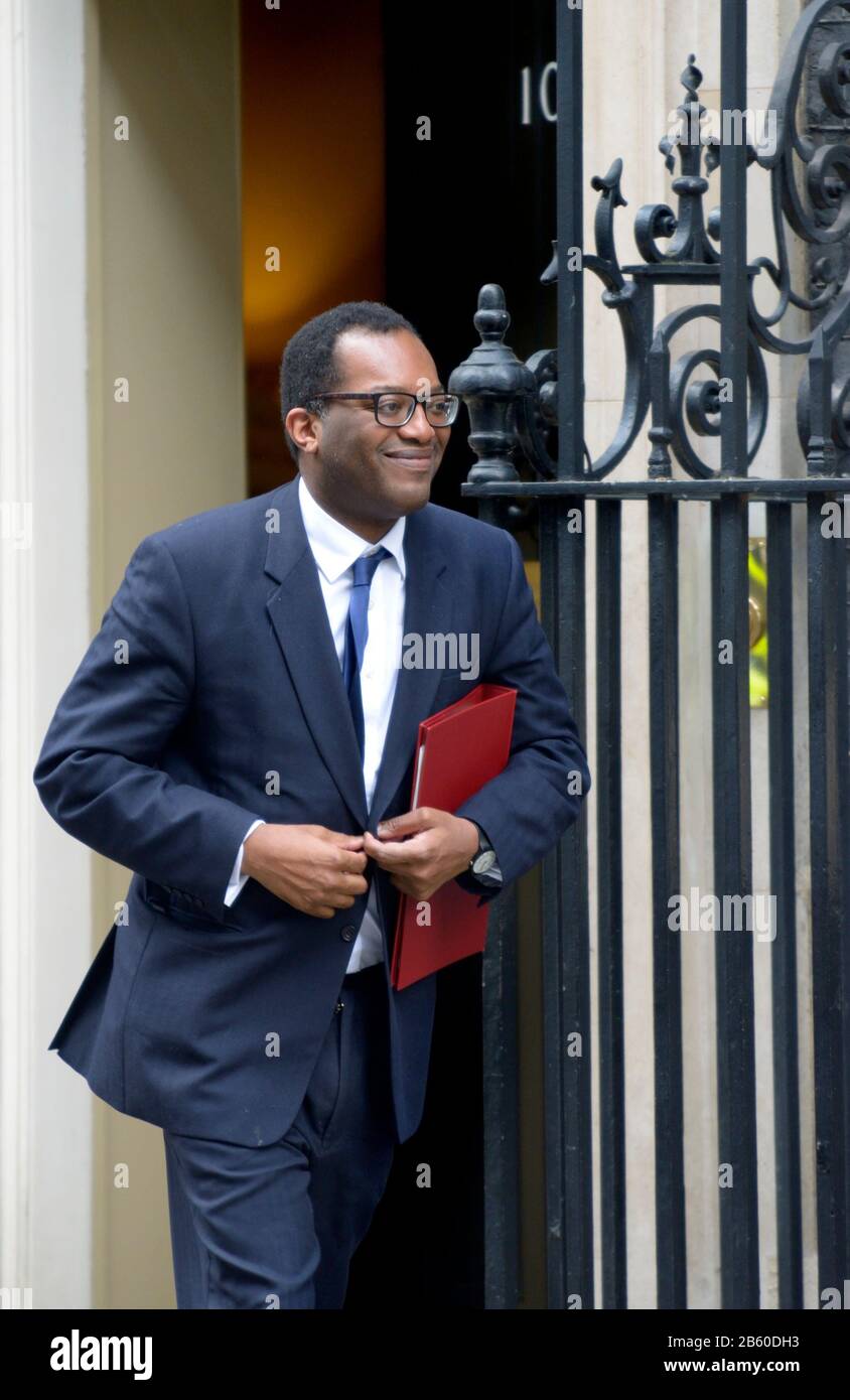 Kwasi Kwarteng MP - Minister of State for Business, Energy and Clean Growth - leaving a cabinet meeting in Downing Street, Feb 2020. Stock Photo