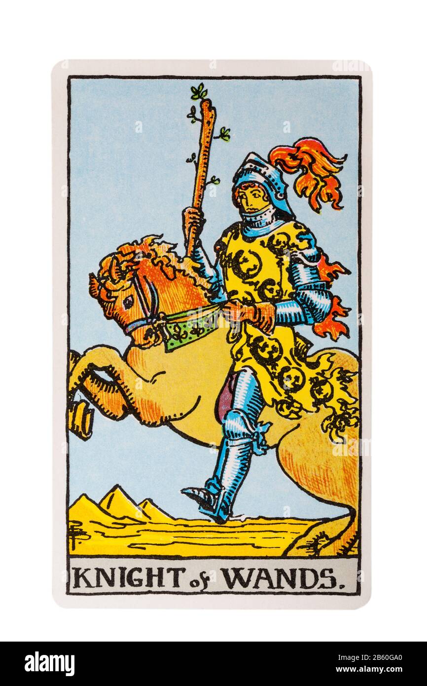 Knight of Wands tarot card from the Rider Tarot Cards designed by