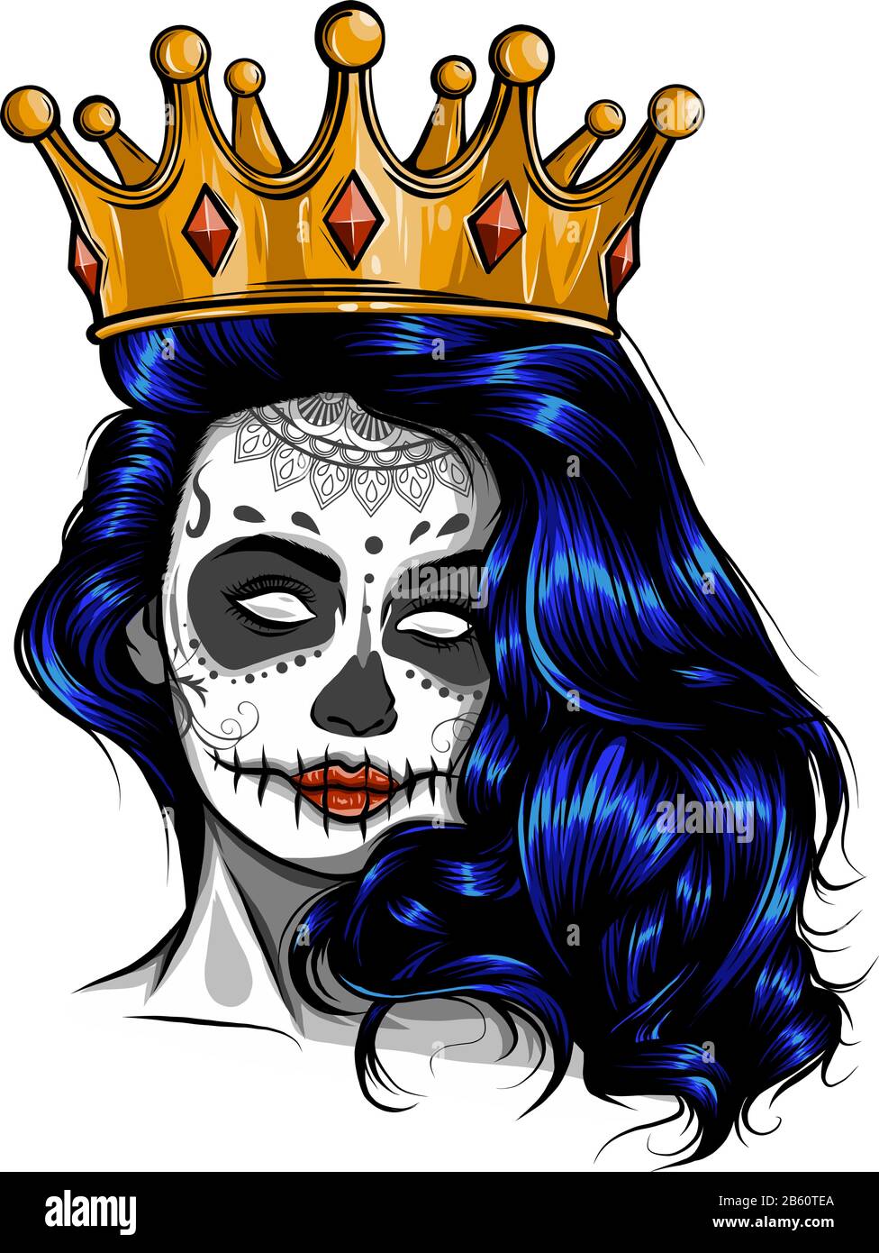 Skull girl with a crown. Vector illustration design Stock Vector