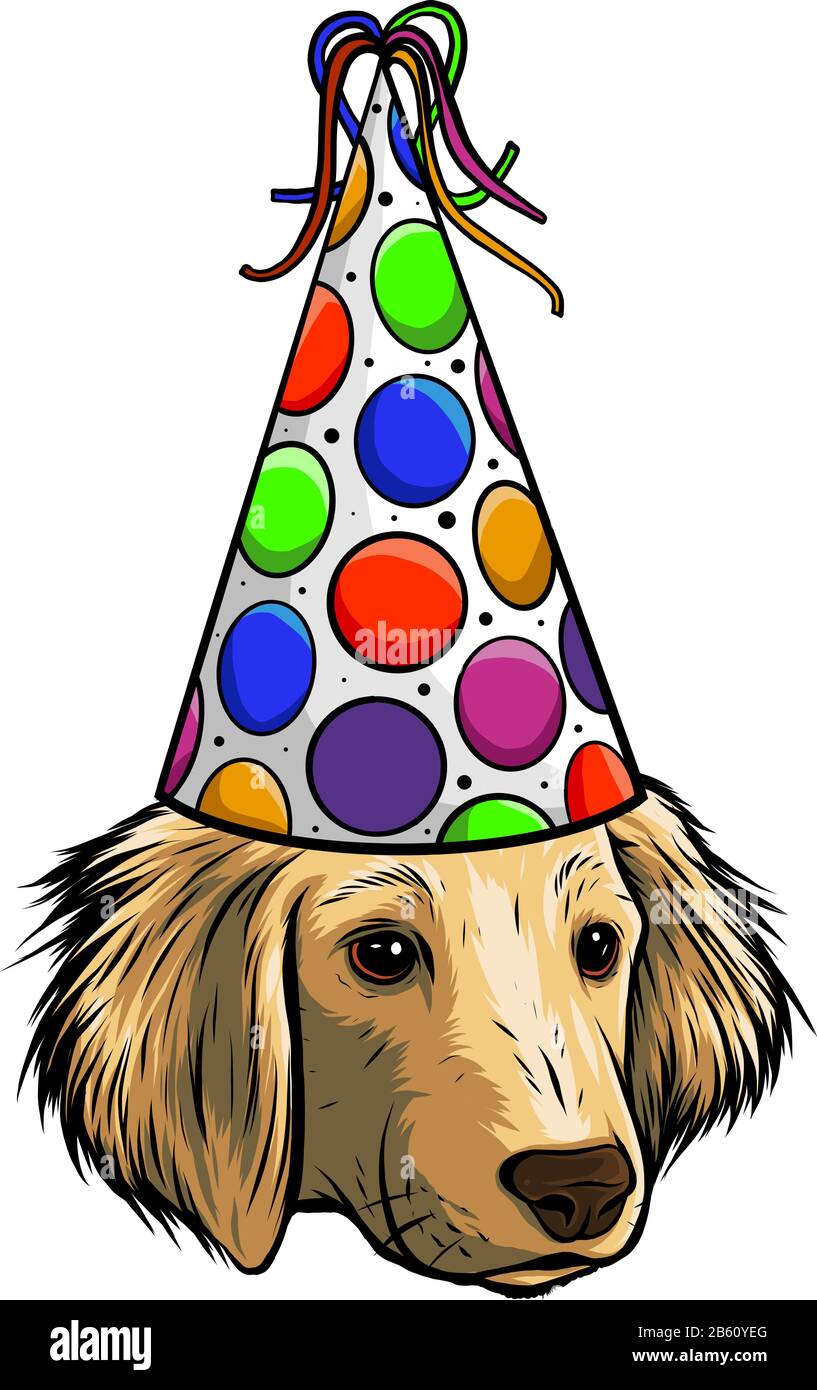 Pug Dog with a funny party whistle blowing. Stock Vector