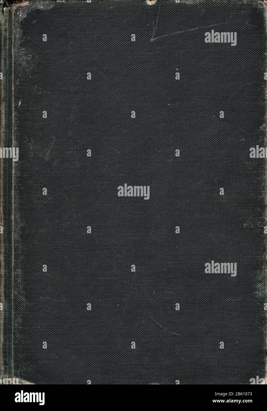 A grungy old black colored hymnal book cover from 1946. A high resolution scan shows all the dirty details. Stock Photo
