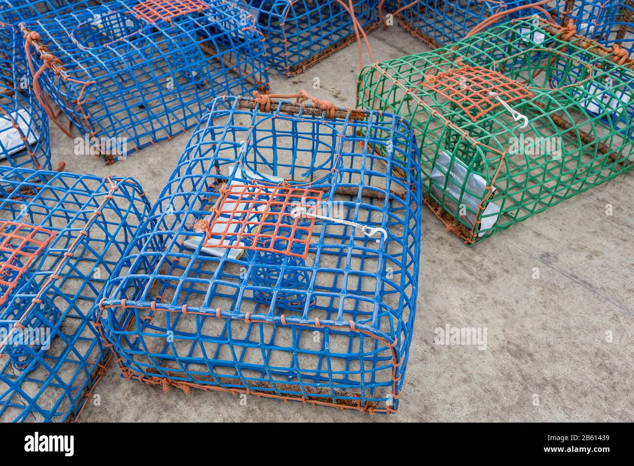 Plastic Octopus and crab traps. With shiny bait. Stock Photo