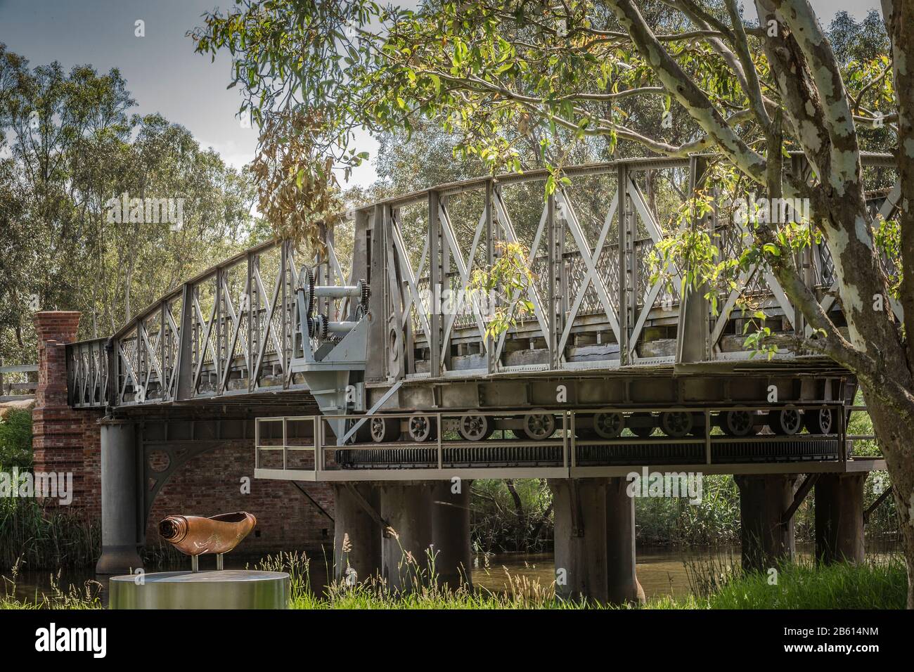 Built in 1883 Sale swing bridge was the first movable bridge in Victoria Australia Stock Photo