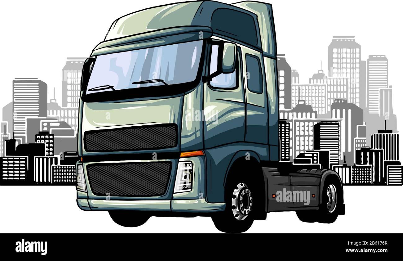 truck transport, delivery. Land, water and air types of transportation. Stock Vector