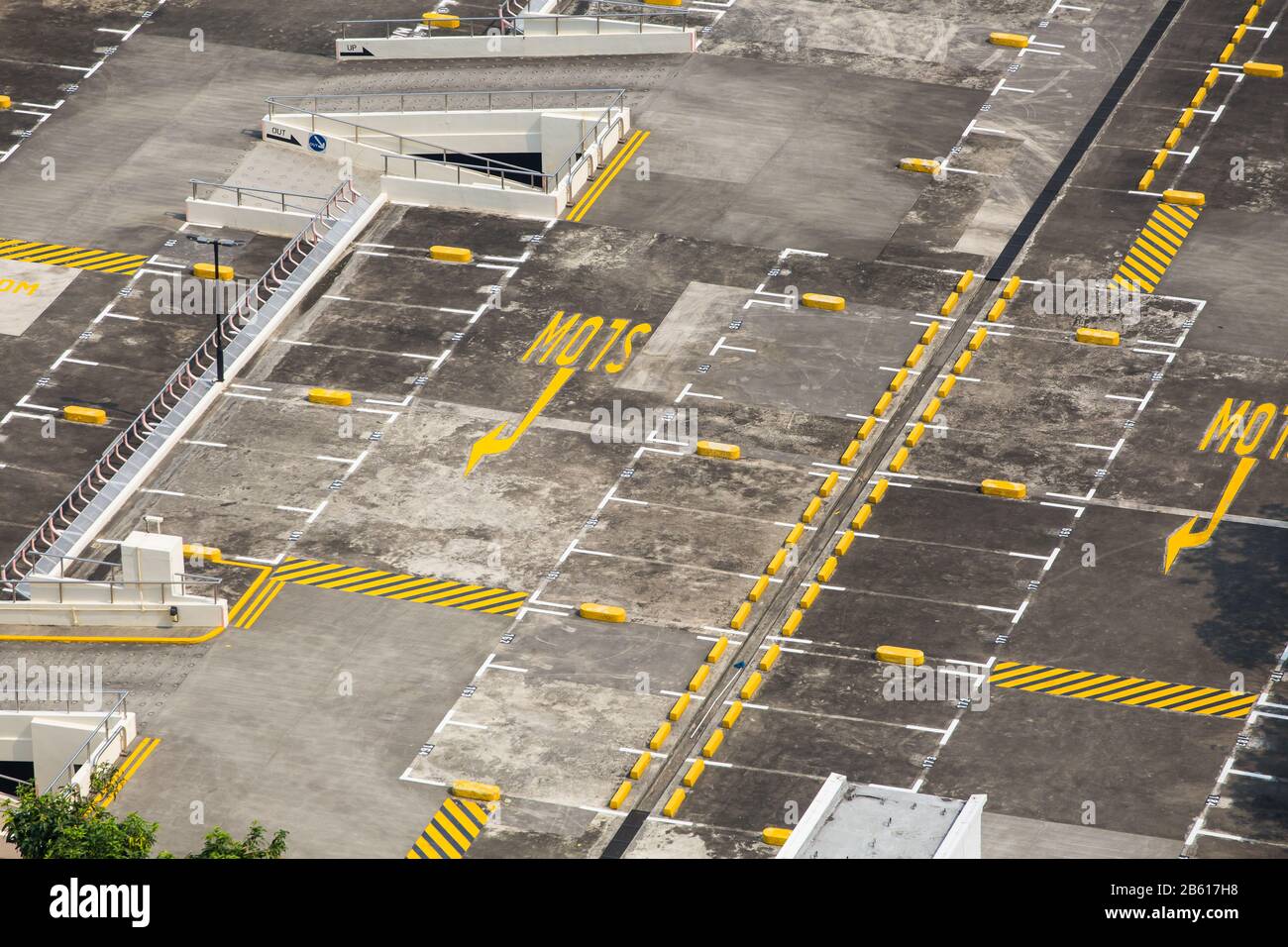 Empty rooftop carpark becomes a wasted space. Stock Photo
