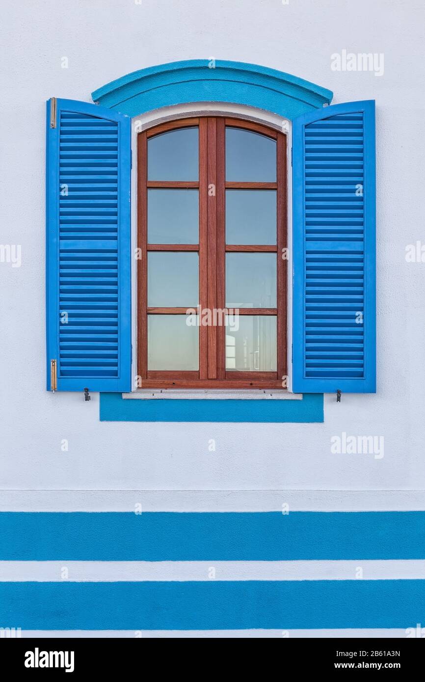 Traditional Portuguese window. With open blinds Stock Photo Alamy