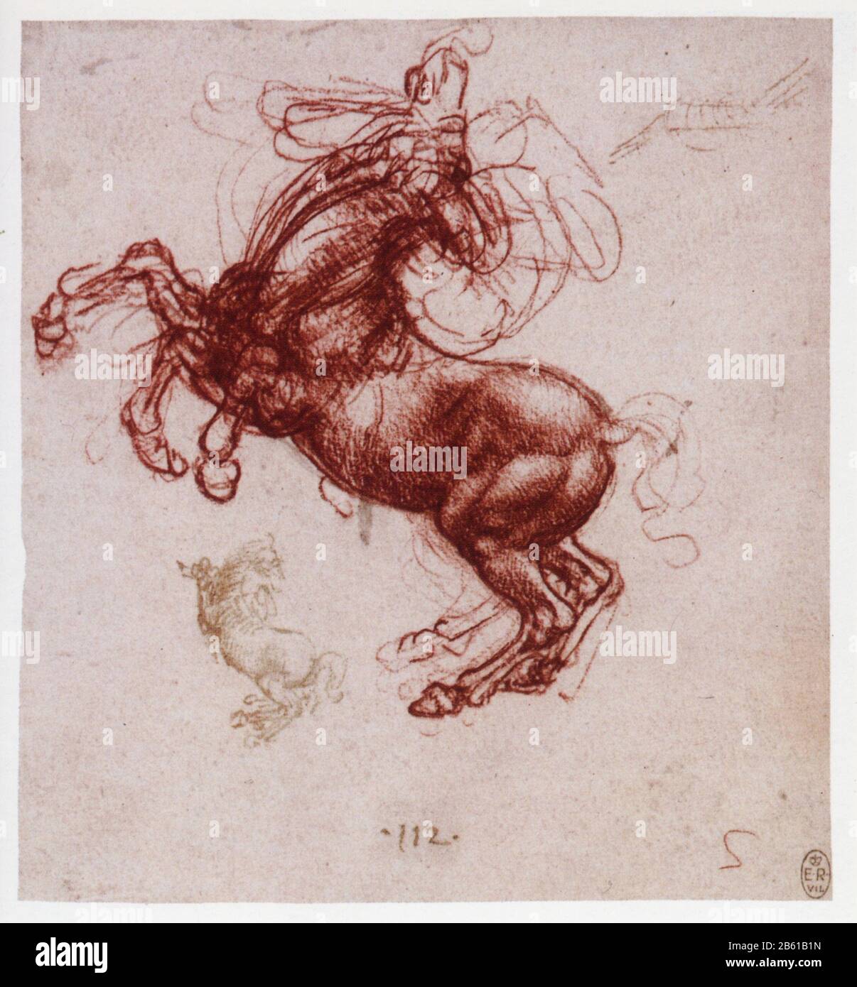 Leonardo da Vinci. Study of a rearing horse. 1504 Stock Photo