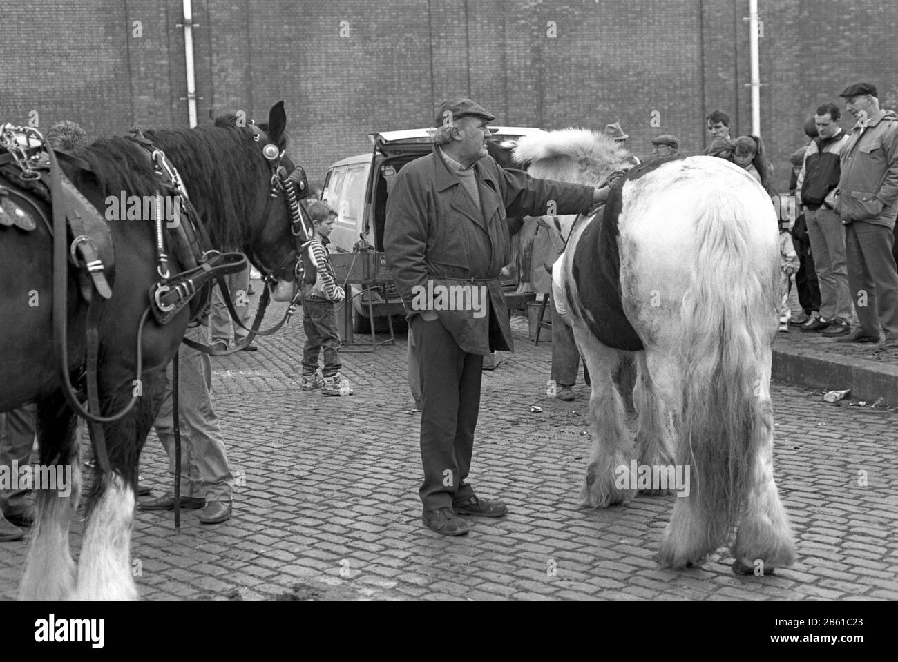 Horse dealers in Smithfield horse market, Dublin, Ireland, 90s Stock