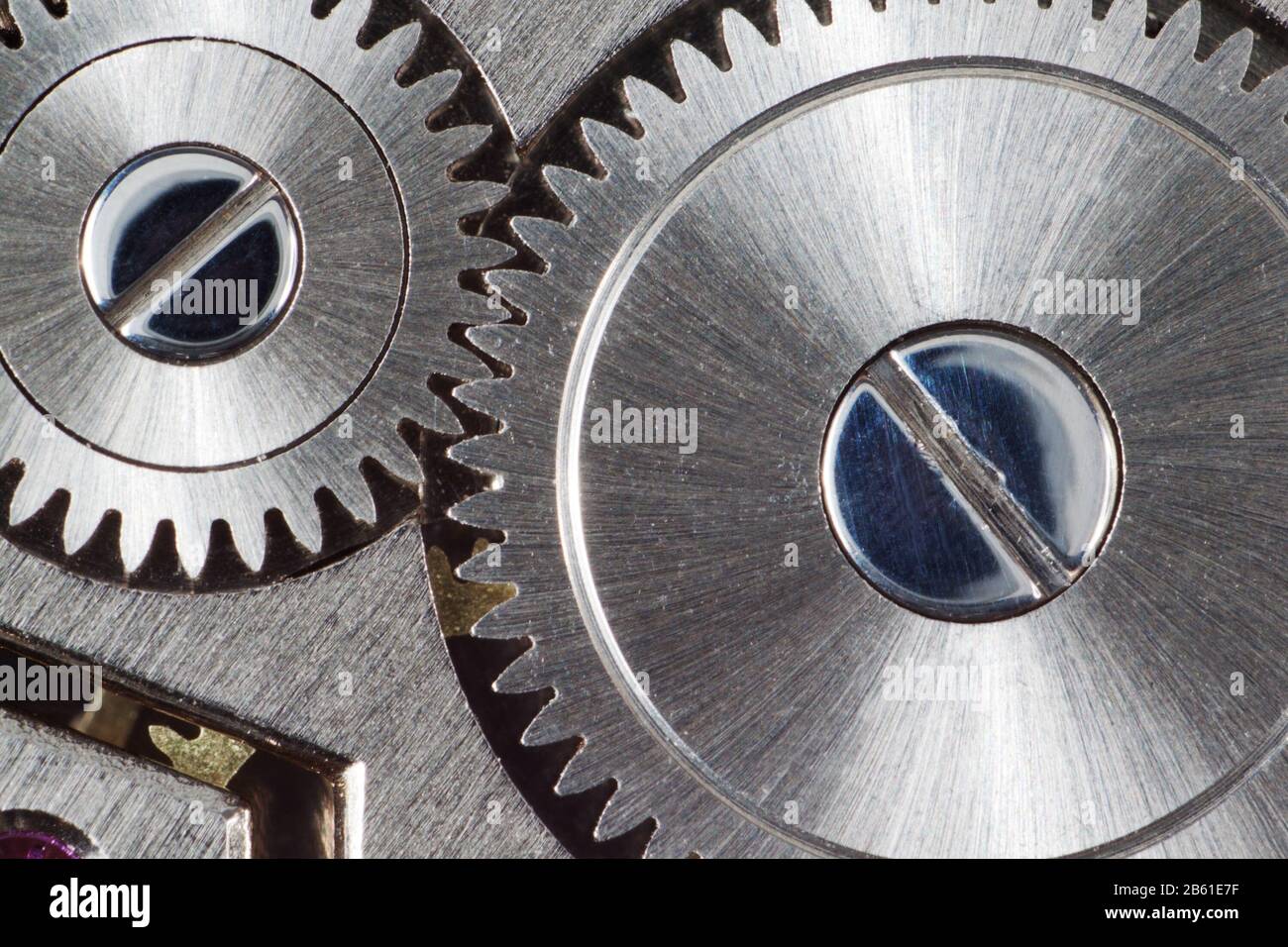 The internal clock mechanism and macro Stock Photo Alamy